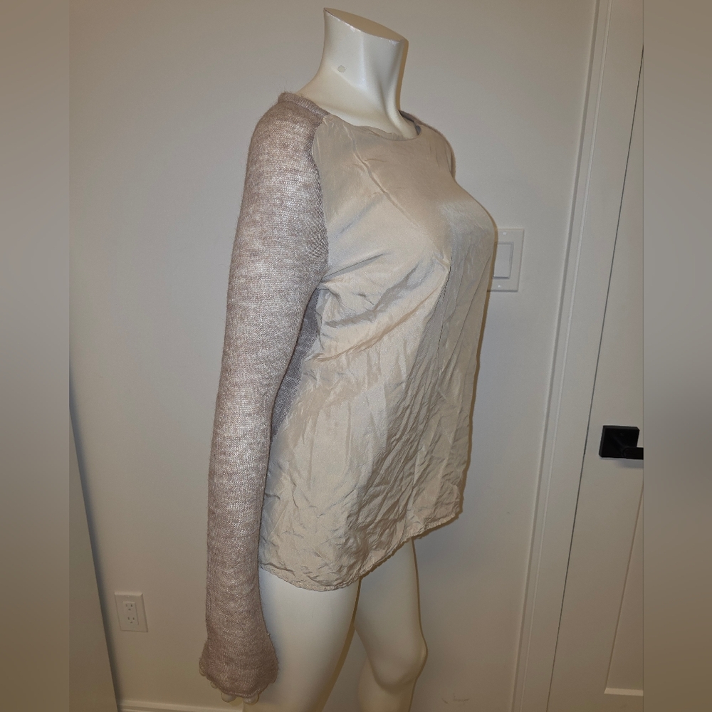 Zara Woman Combination Wool & Silky Fabric Boat Neck Sweater M